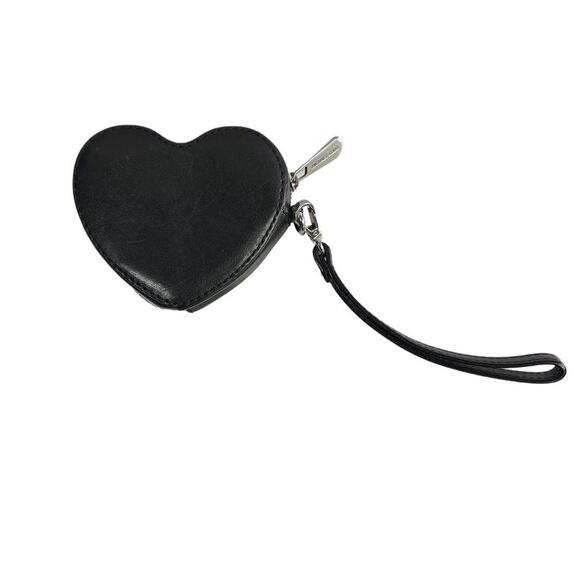 Michael Kors Black & Gray Leather Heart Wristlet Coin Purse - Picture 4 of 7